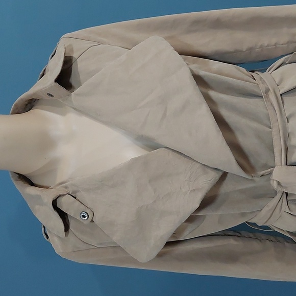 Forever 21 Faux Suede Tan Camel Color Trench Coat Womens Size Small - Picture 2 of 10